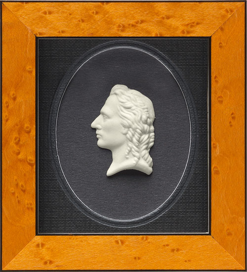 Miniatur-Porzellanbild 'Friedrich Schiller', gerahmt