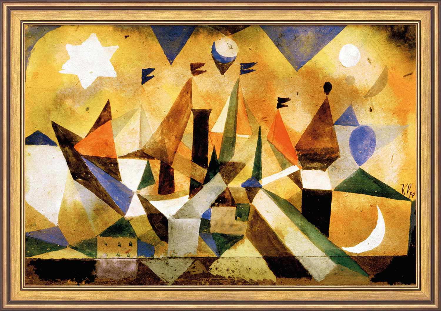 Paul Klee: Bild 'Segelschiffe den Sturm abwartend' (1917), gerahmt