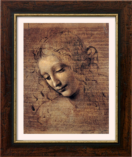 Leonardo da Vinci: Bild 'Frauenkopf' (um 1508), gerahmt