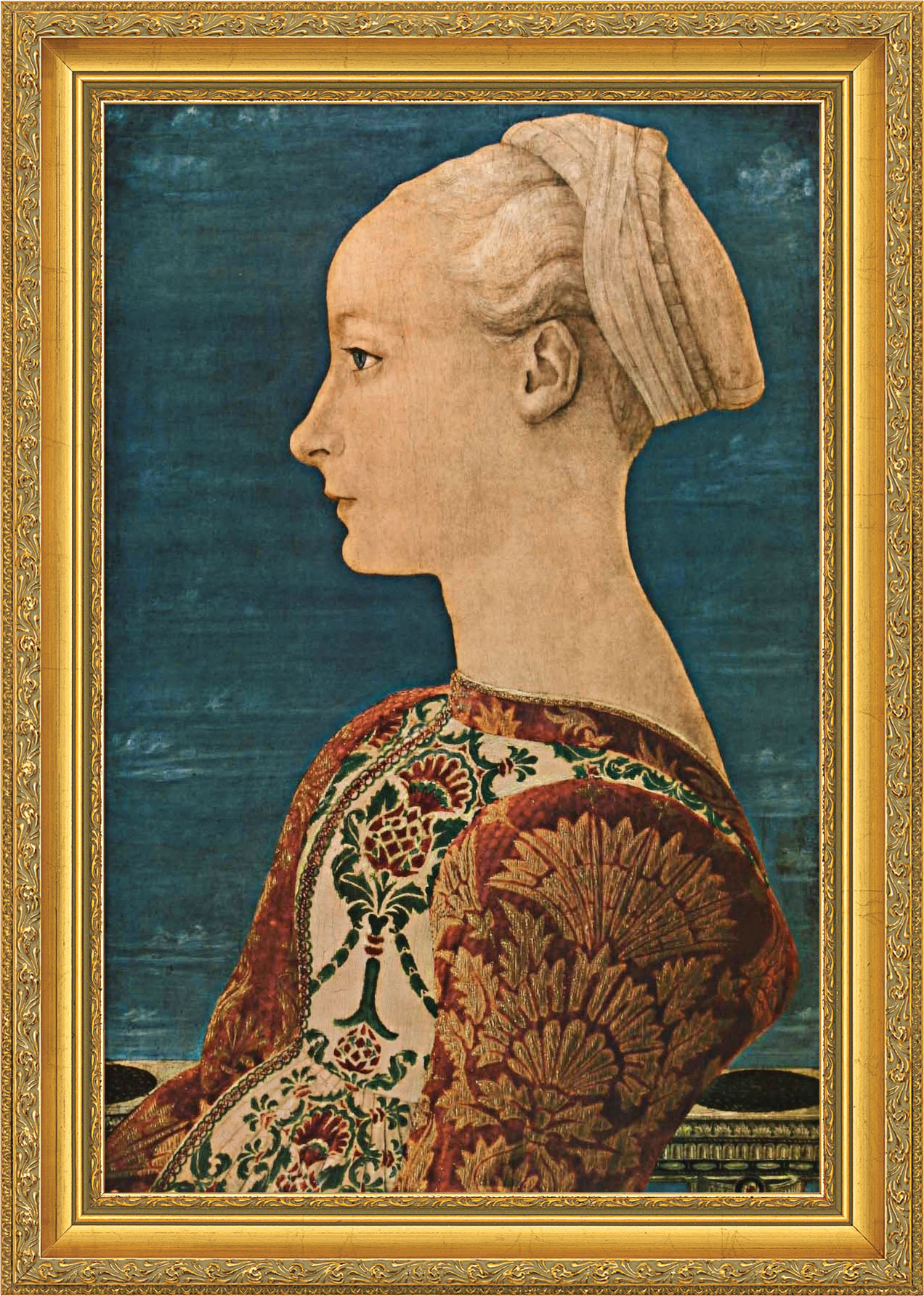 Piero del Pollaiuolo: Bild 'Junge Frau im Profil' (1460), gerahmt