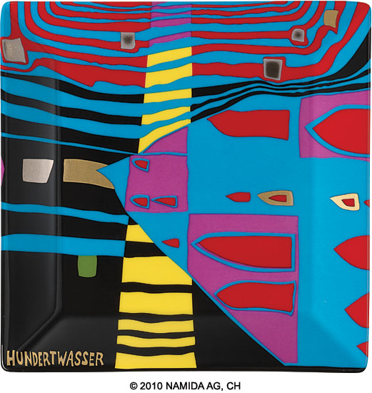 Friedensreich Hundertwasser: Gabenschale 'Detail of Infinity' (15 x 15 cm, schwarz)