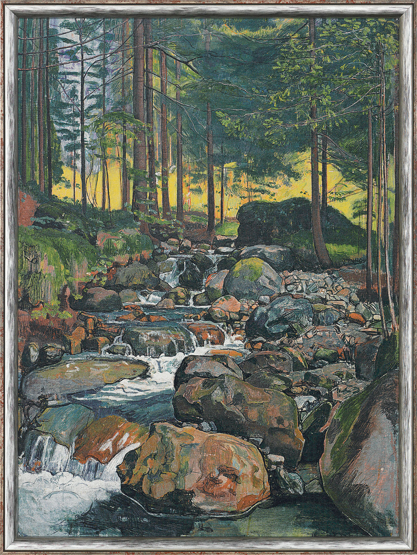 Ferdinand Hodler: Bild 'Wald mit Bergbach' (1902), gerahmt