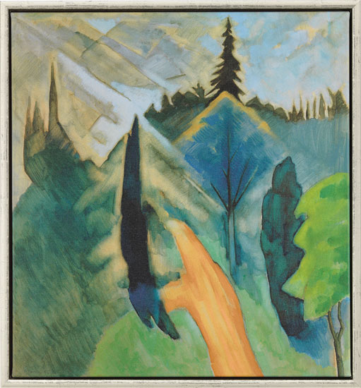 Heinrich Nauen: Bild 'Park in Dilborn mit lindgrünen Bäumen' (1915), gerahmt