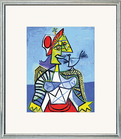 Pablo Picasso: Bild 'Frau mit Vogel', gerahmt