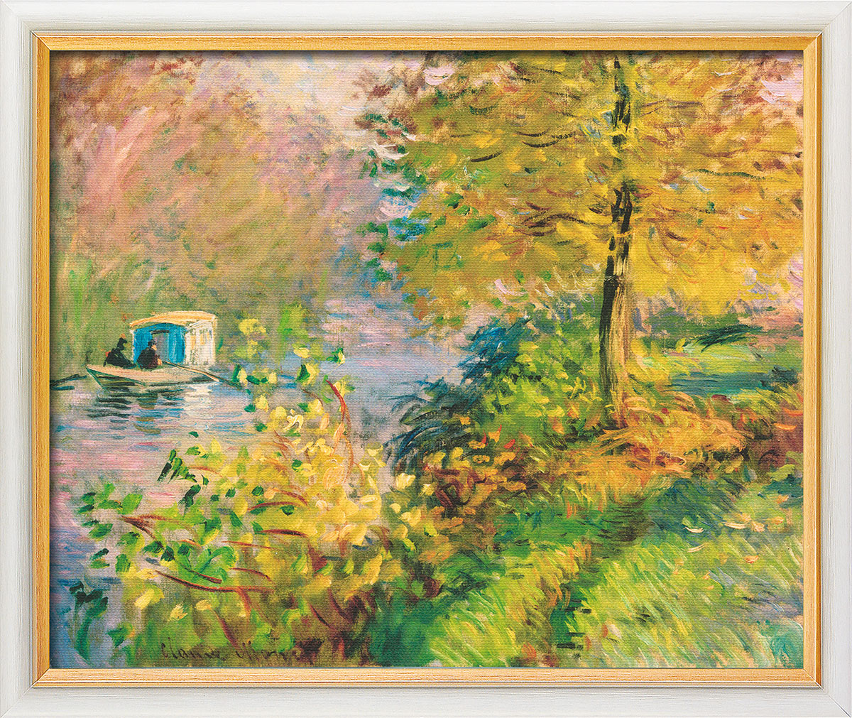 Claude Monet: Bild 'Das Atelierboot' (1876), gerahmt