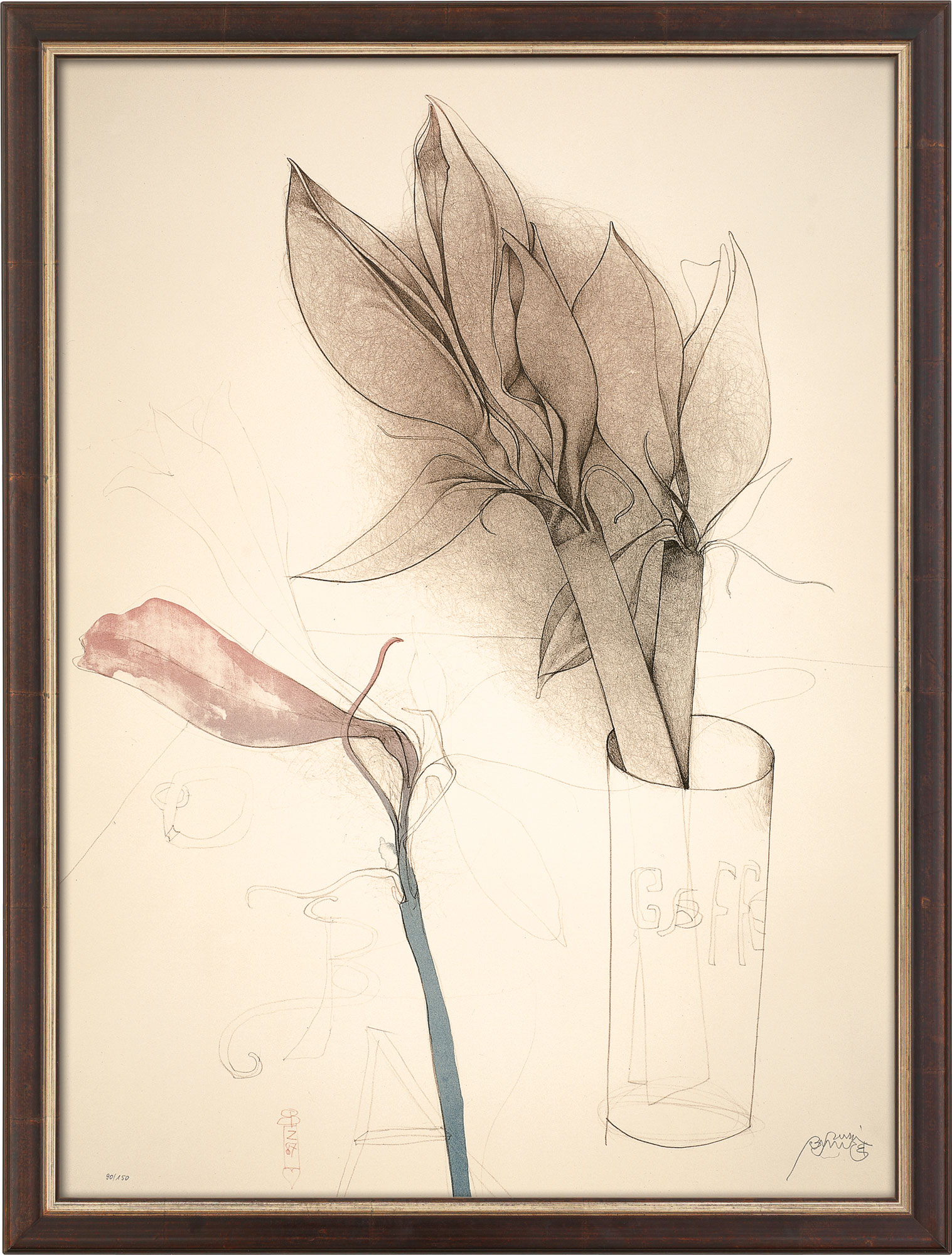 Bruno Bruni: Bild 'Amaryllis und Gaffel' (1987), gerahmt