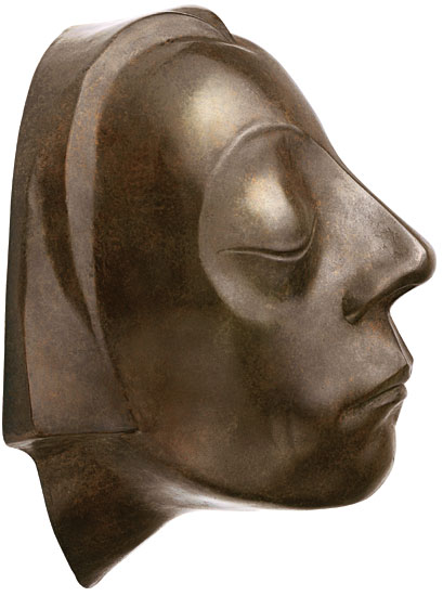 Ernst Barlach: Wandobjekt 'Kopf des Güstrower Ehrenmals', Reduktion in Bronze, Skulptur