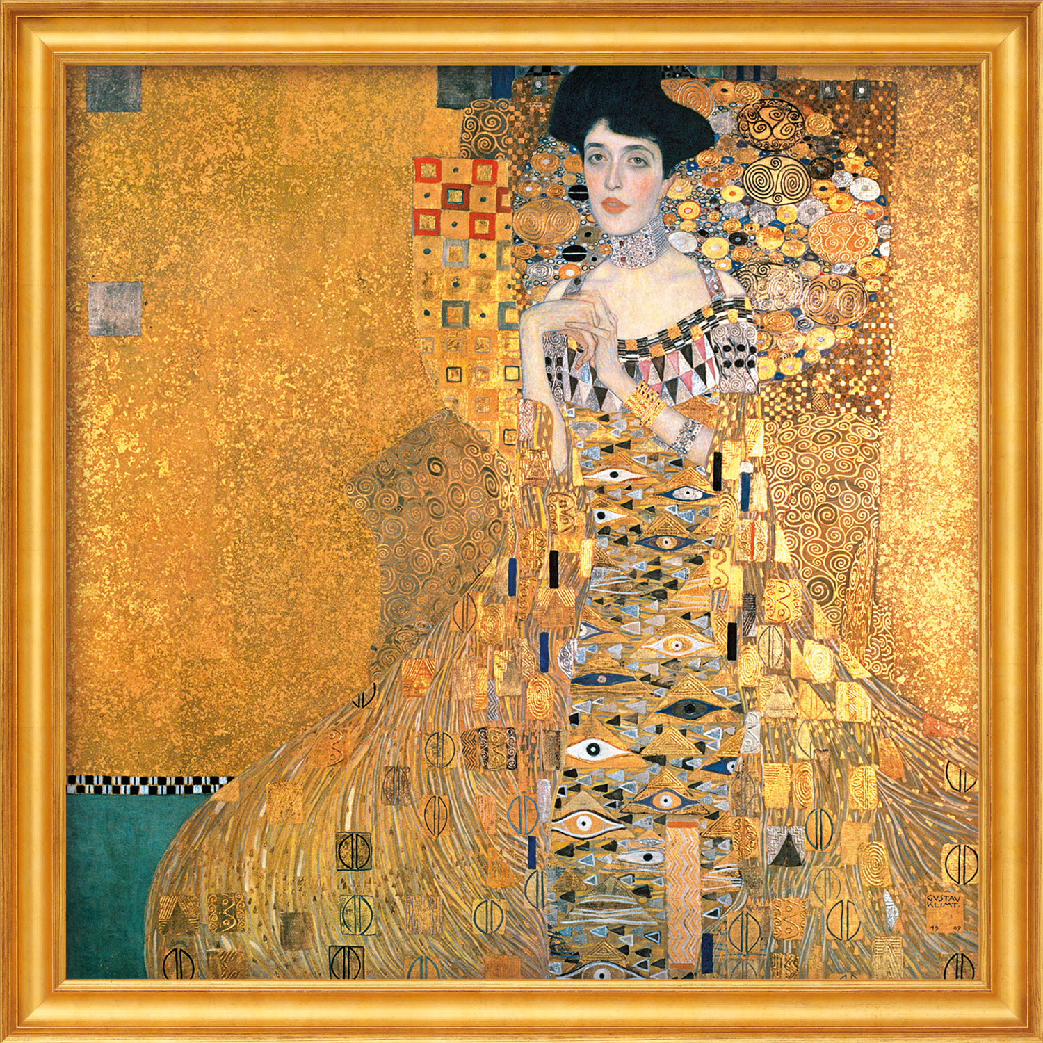 Gustav Klimt: Bild 'Adele Bloch-Bauer I' (1907), gerahmt