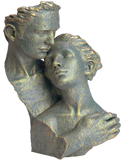 Angeles Anglada: Skulptur 'Hingabe', Kunstguss Steinoptik