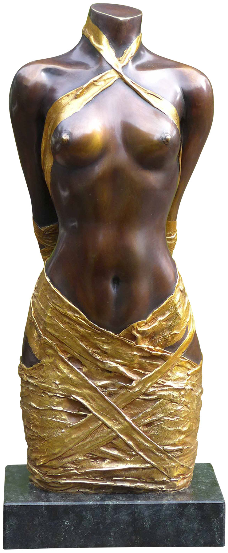 Willi Kissmer: Skulptur 'Draperie II', Version in Bronze teilvergoldet