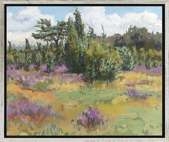 Frank Suplie: Bild 'Wacholderwald II (Heideblüte & Wacholderwald bei Schmarbeck)' (2011), gerahmt