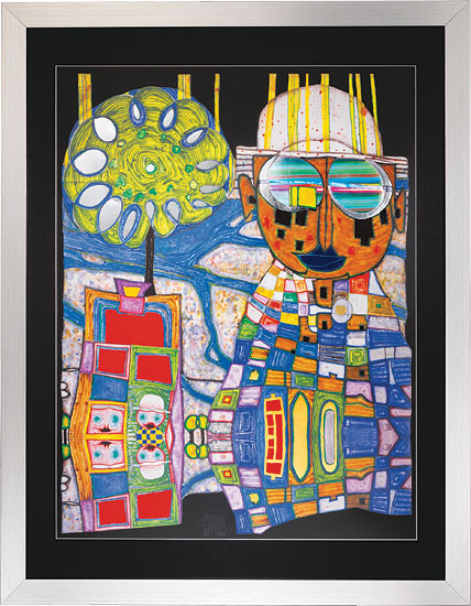 Friedensreich Hundertwasser: (887G) Bild 'Tropenchinese', gerahmt