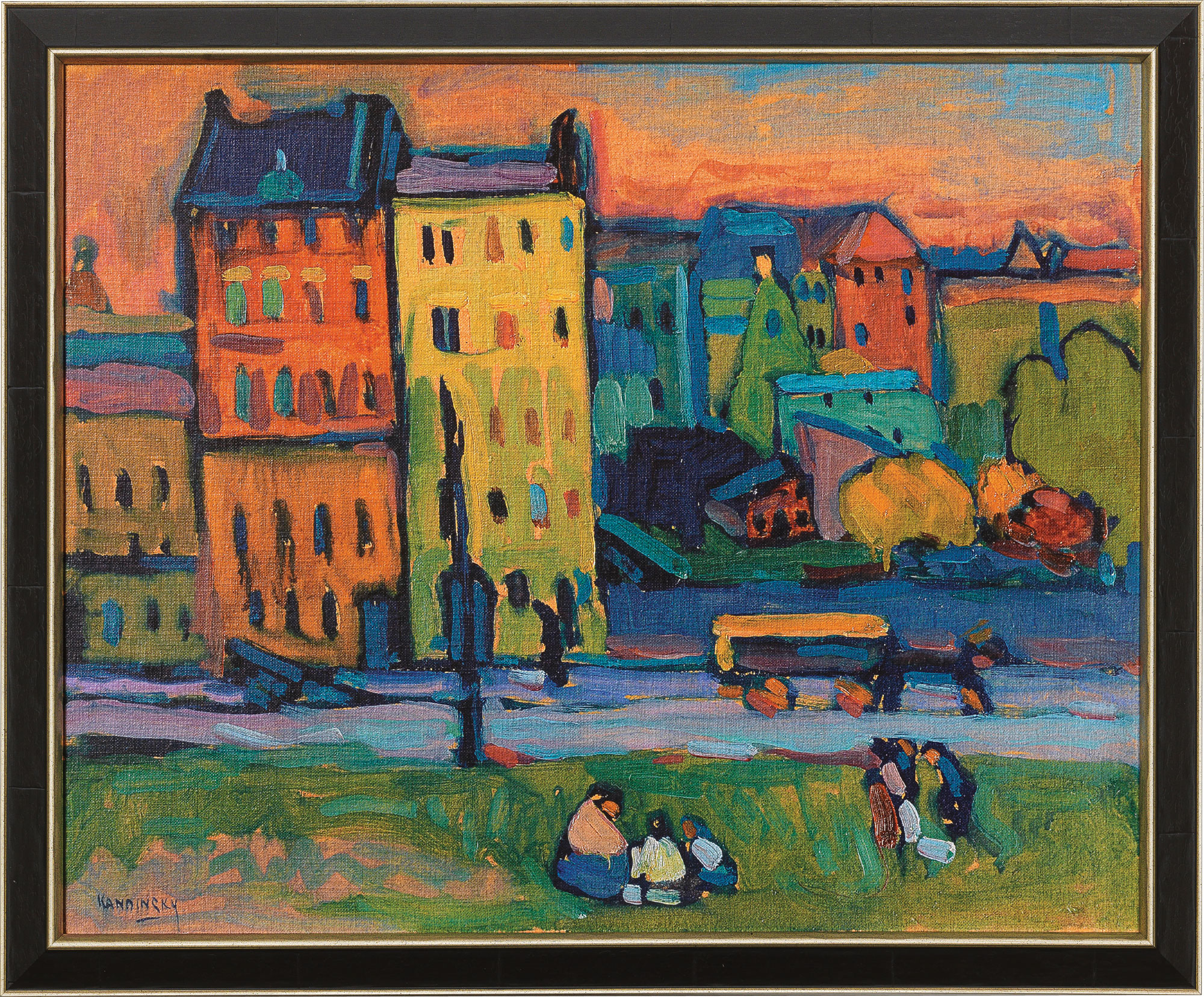 Wassily Kandinsky: Bild 'Häuser in München' (1908), gerahmt