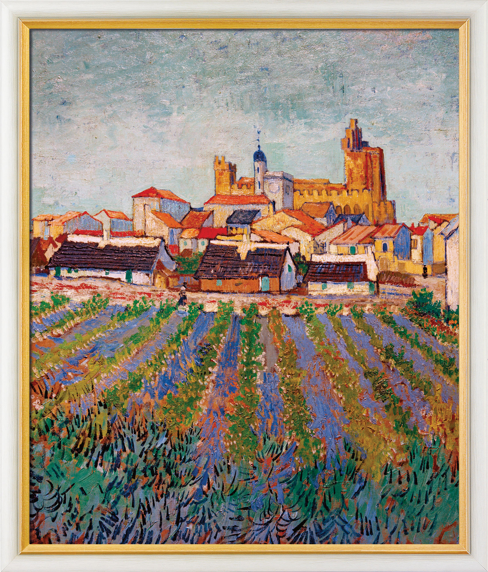 Vincent van Gogh: Bild 'Blick auf Saintes-Maries-de-la-Mer' (1888), gerahmt