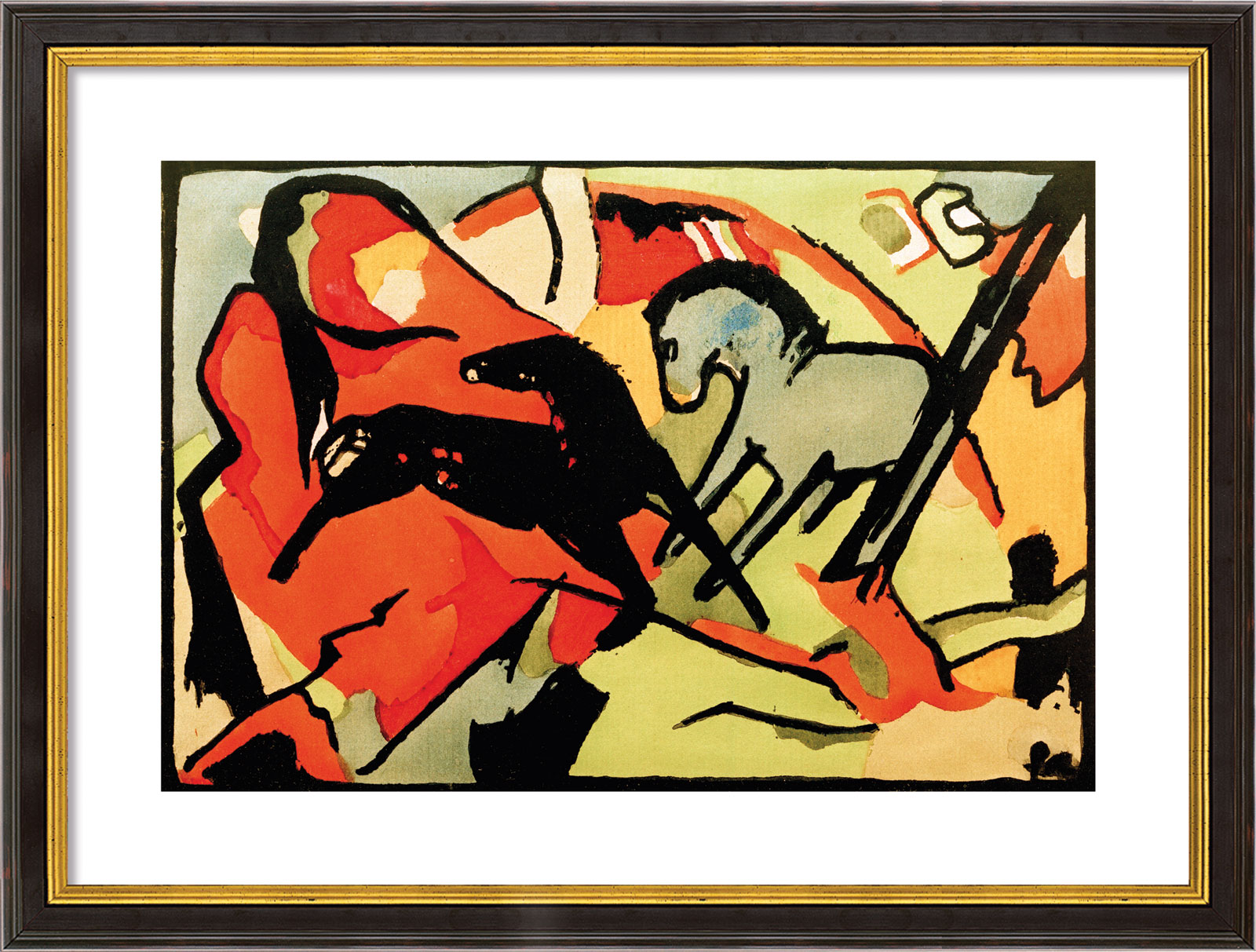 Franz Marc: Bild 'Zwei Pferde' (1911/12), gerahmt