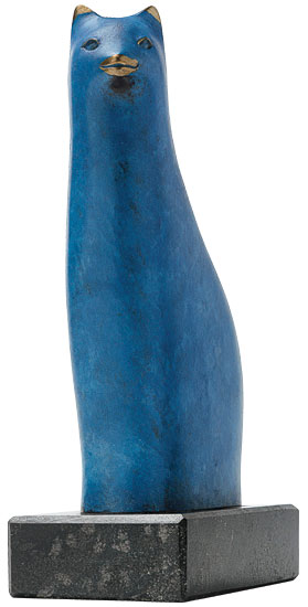 Falko Hamm: Skulptur 'Blaue Katze', Bronze