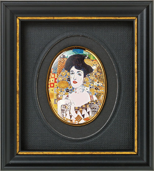 Gustav Klimt: Miniatur-Porzellanbild 'Adele Bloch-Bauer' (um 1907), gerahmt