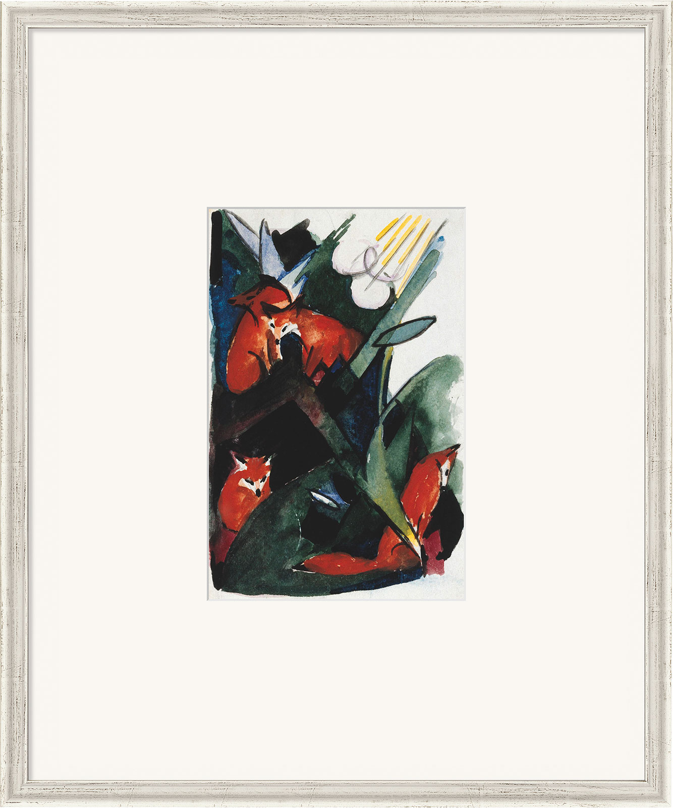 Franz Marc: Bild 'Vier Füchse, Postkarte an Wassily Kandinsky' (1913), gerahmt