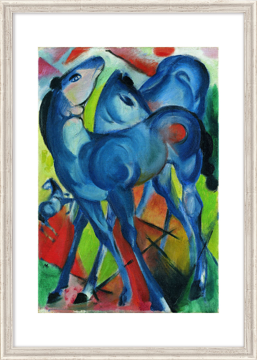 Franz Marc: Bild 'Die blauen Fohlen' (1913), gerahmt