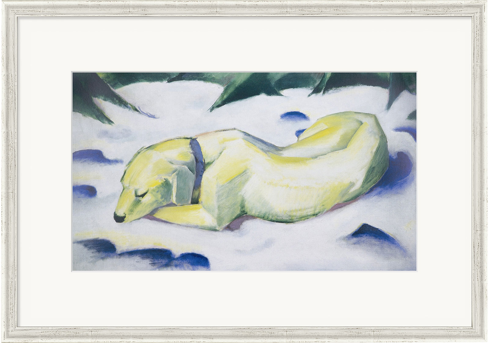 Franz Marc: Bild 'Der weiße Hund' (1910/1911), gerahmt