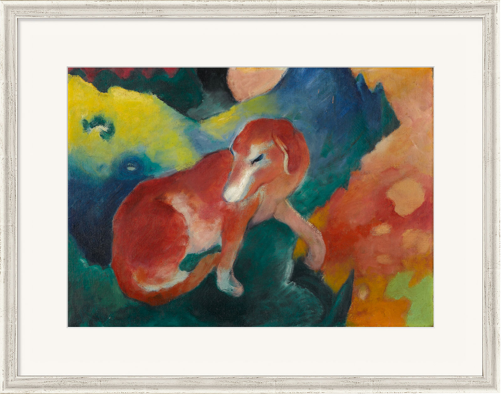 Franz Marc: Bild 'Der rote Hund' (1911), gerahmt