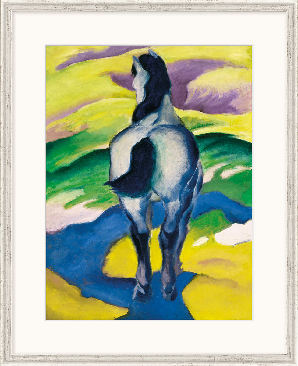 Franz Marc: Bild 'Blaues Pferd II' (1911), gerahmt