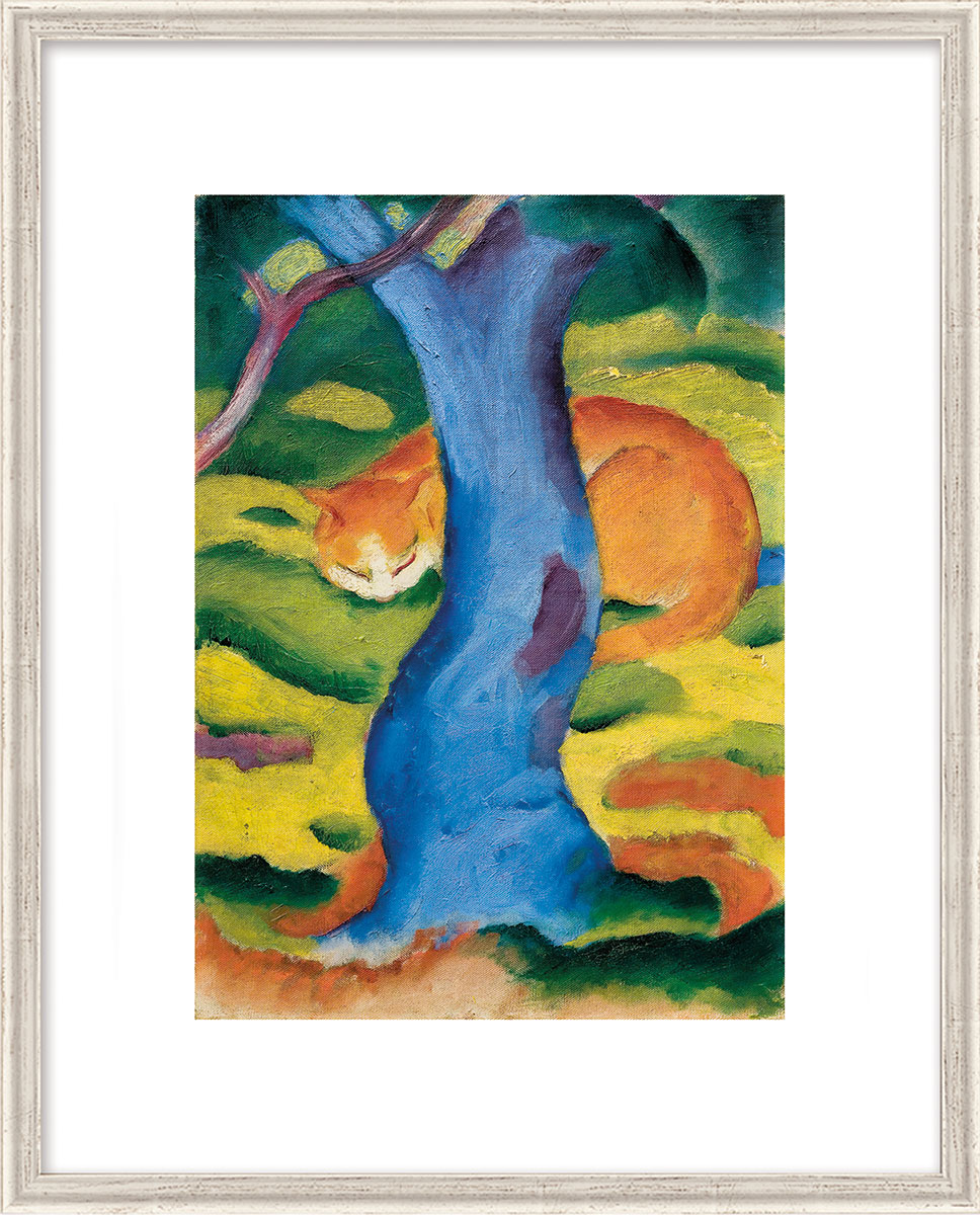 Franz Marc: Bild 'Katze hinter einem Baum' (1910/11), gerahmt