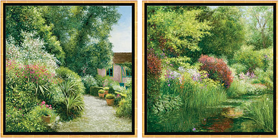 Jean-Claude Cubaynes: 2 Bilder 'Le Jardin Baudy à Giverny' + 'Le Mois de Mai à Giverny' im Set