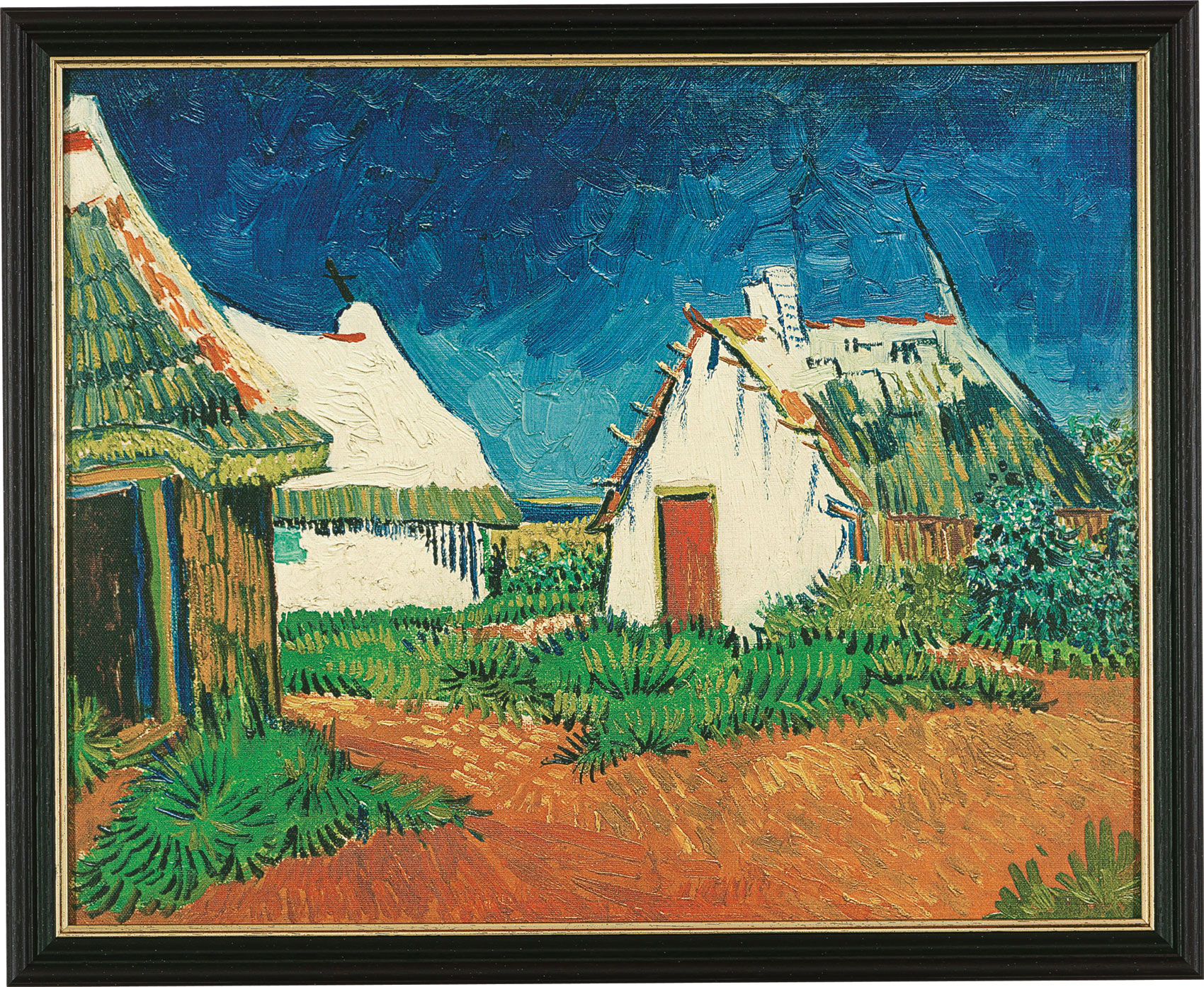 Vincent van Gogh: Bild 'Drei weiße Hütten in Saintes-Maries-de-la-Mer' (1888), gerahmt