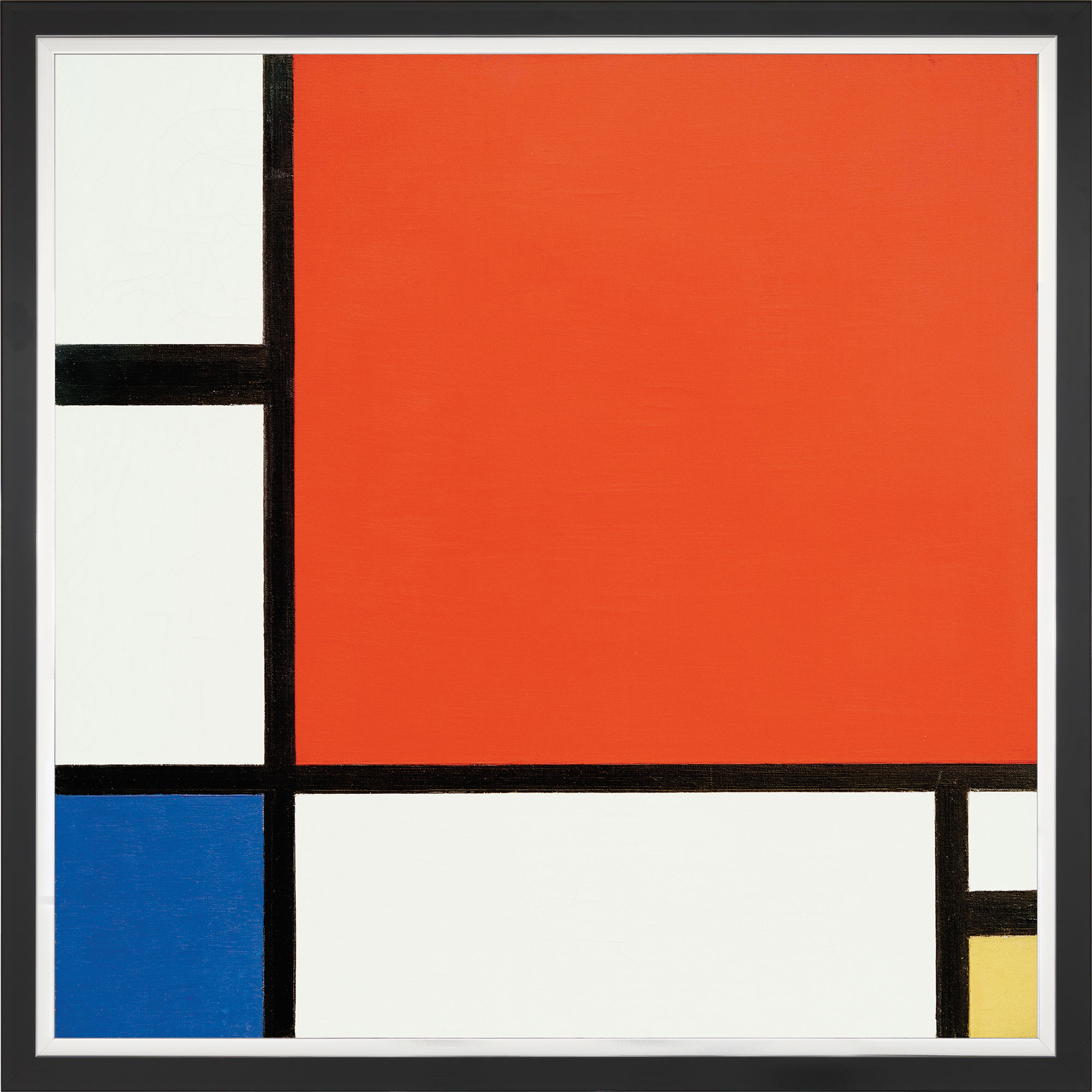 Piet Mondrian: Bild 'Komposition in Rot, Blau und Gelb' (1930), gerahmt