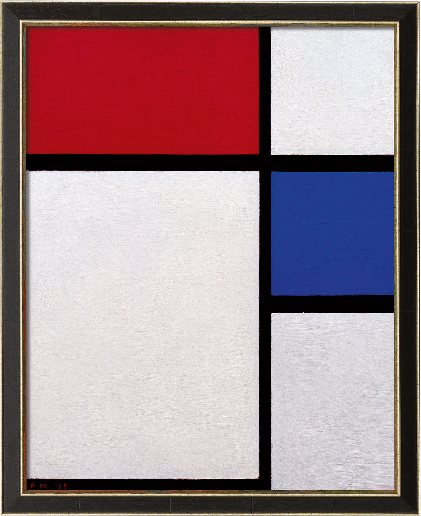 Piet Mondrian: Bild 'Komposition No. II, mit Rot und Blau' (1929), gerahmt