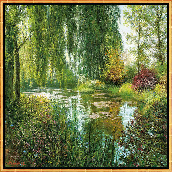 Jean-Claude Cubaynes: Bild 'Giverny le Soir', Version goldfarben gerahmt