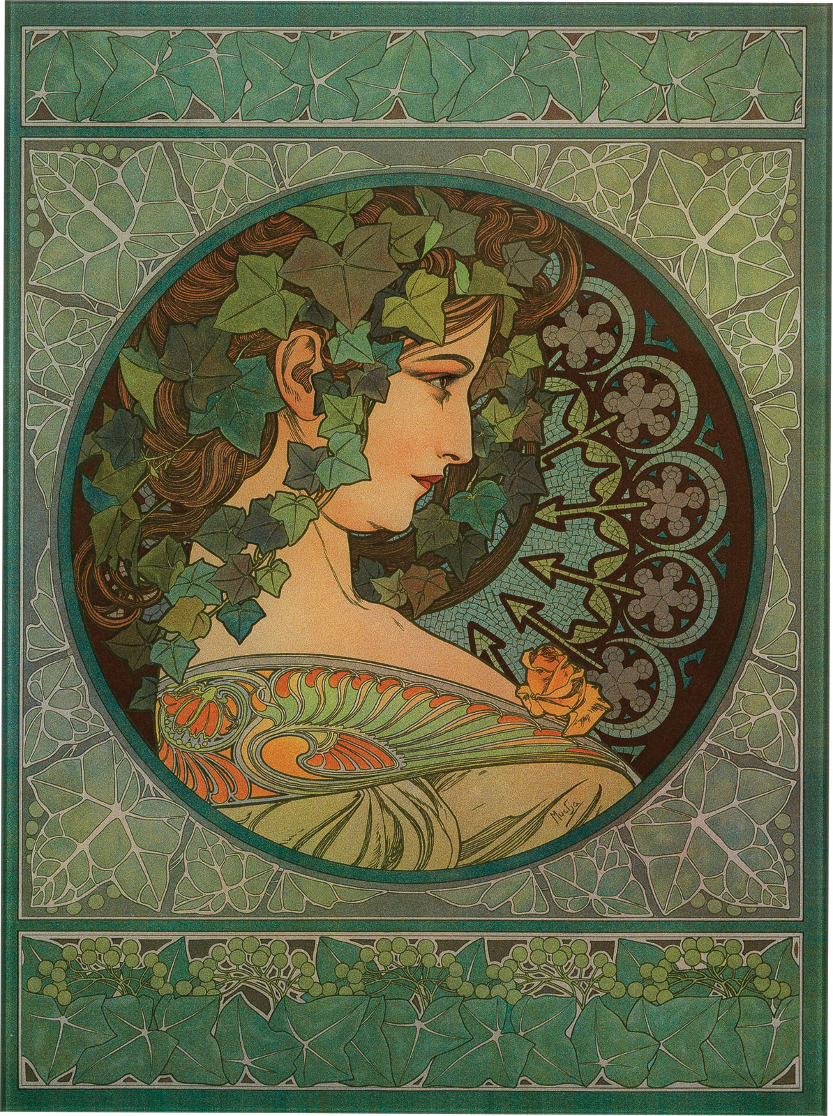 Alphonse Mucha: Glasbild 'Efeu' (1901)