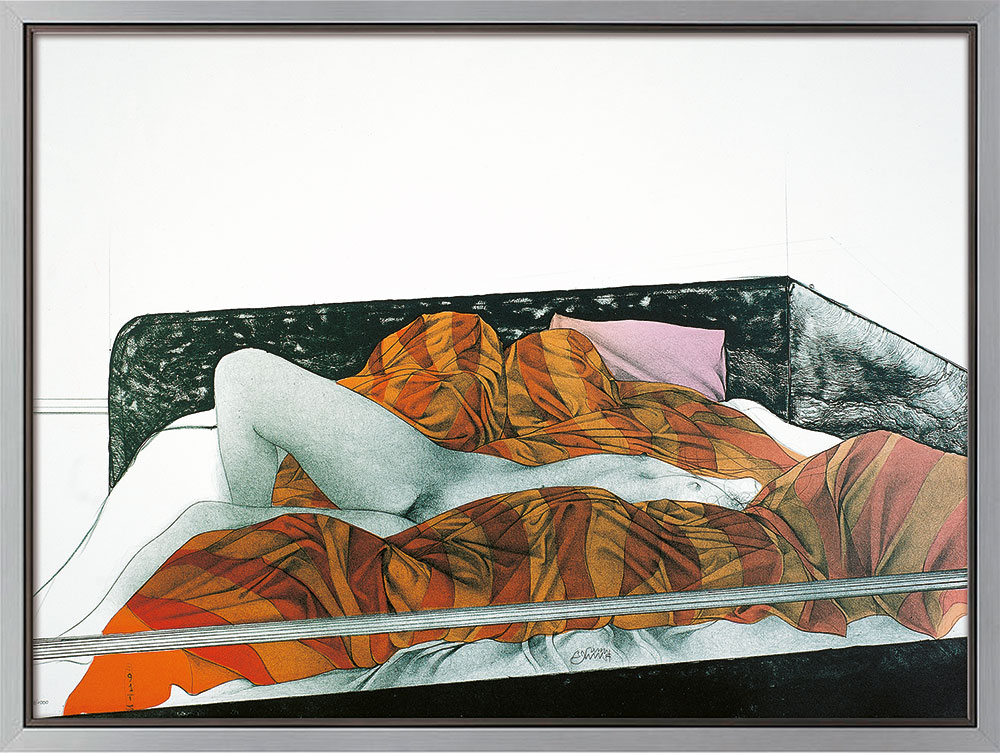 Bruno Bruni: Bild 'Il letto rigato' (1991), gerahmt