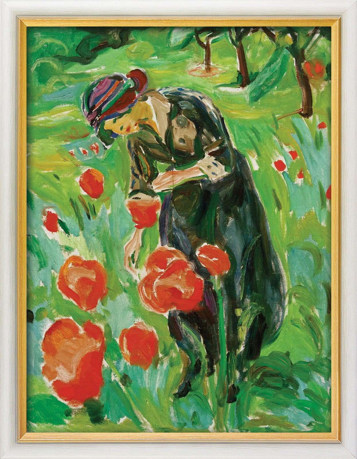 Edvard Munch: Bild 'Frau mit Mohnblumen' (1918/19), gerahmt