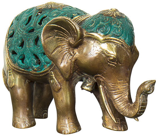 Skulptur 'Elefant' (grüne Version), Bronze