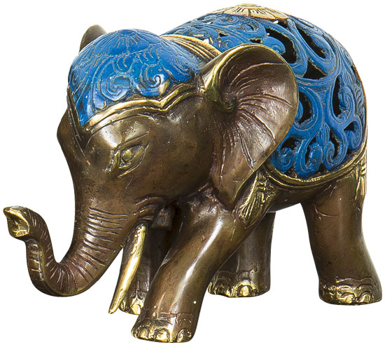 Skulptur 'Elefant' (blaue Version), Bronze