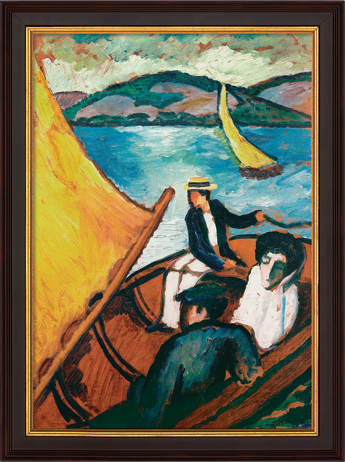 August Macke: Bild 'Segelboote am Tegernsee' (1910), gerahmt