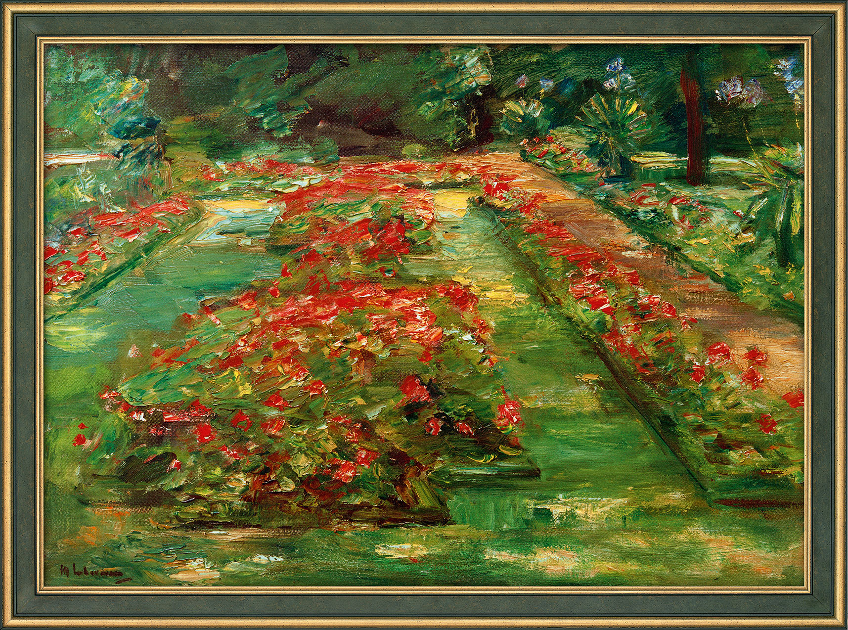 Max Liebermann: Bild 'Die Blumenterrasse im Wannseegarten nach Norden' (1928), gerahmt