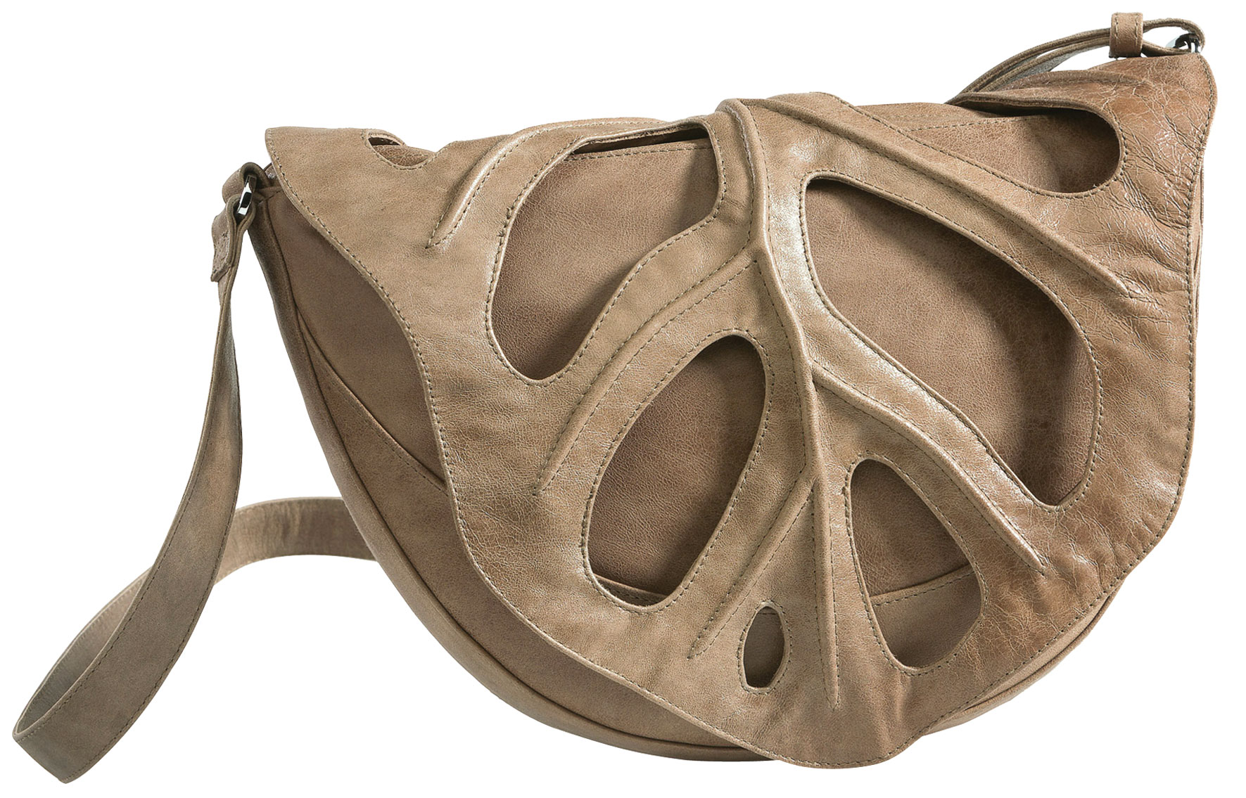 Schultertasche 'Leaf', taupe