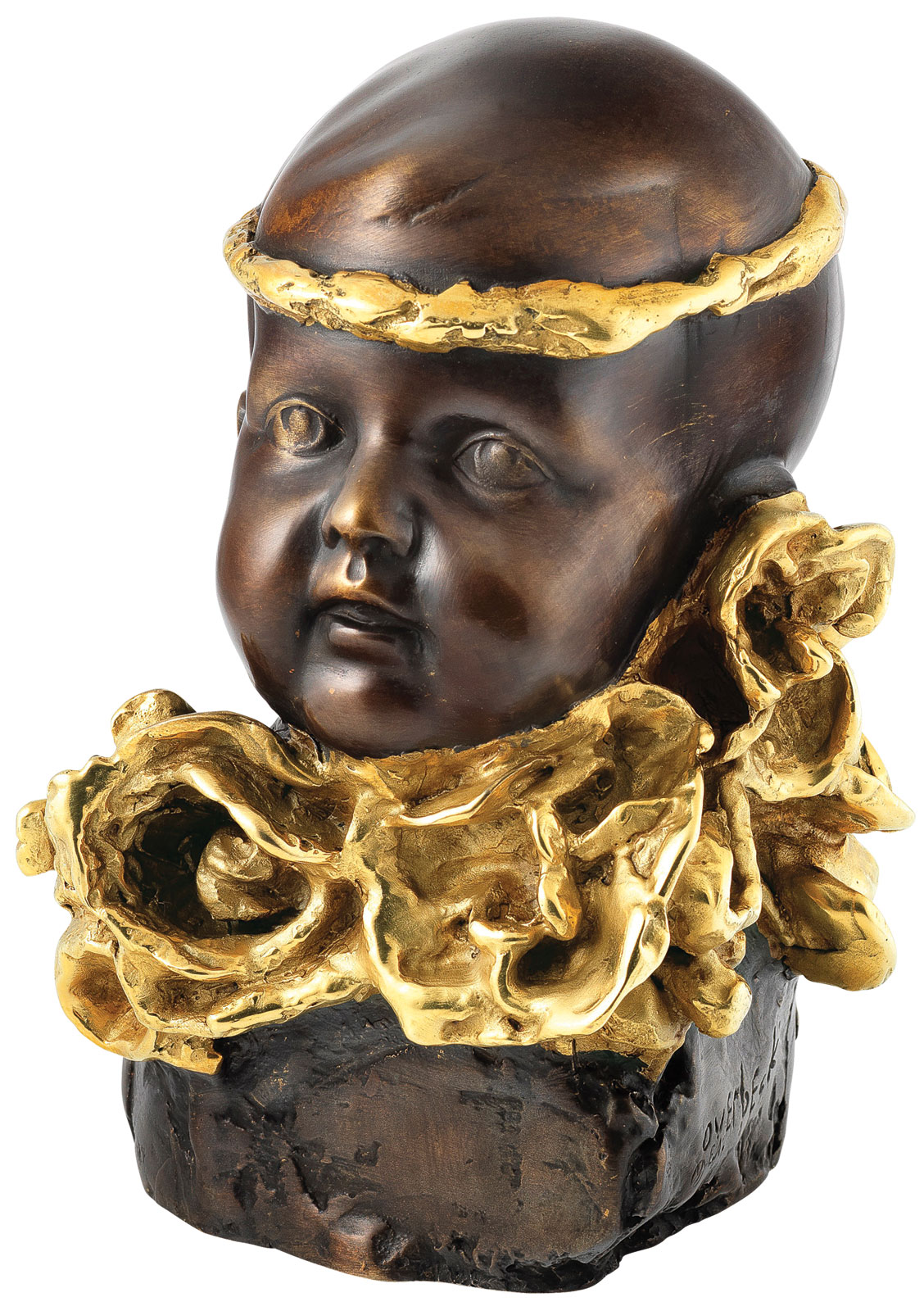 Cyrus Overbeck: Skulptur 'Junge mit goldenem Stirnband', Bronze teilvergoldet