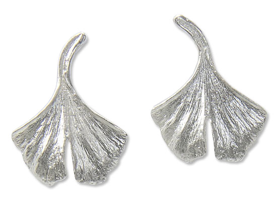 Ginkgo-Ohrstecker in 925er-Sterlingsilber