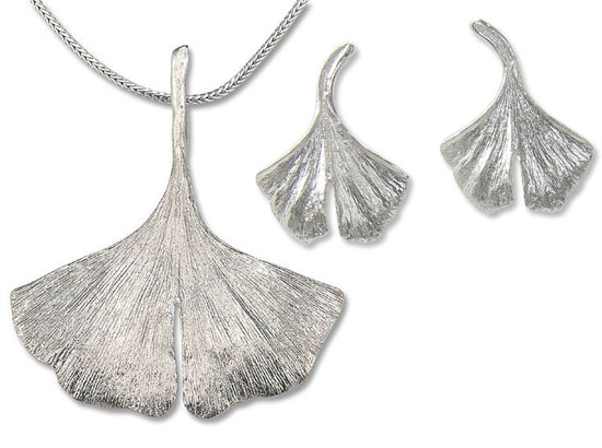 Ginkgo-Schmuckset in 925er-Sterlingsilber