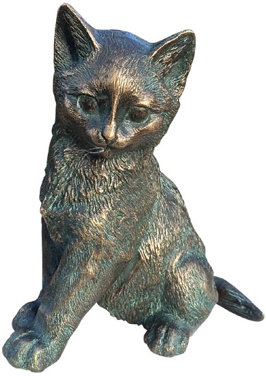 Gartenskulptur 'Junges Kätzchen', Bronze