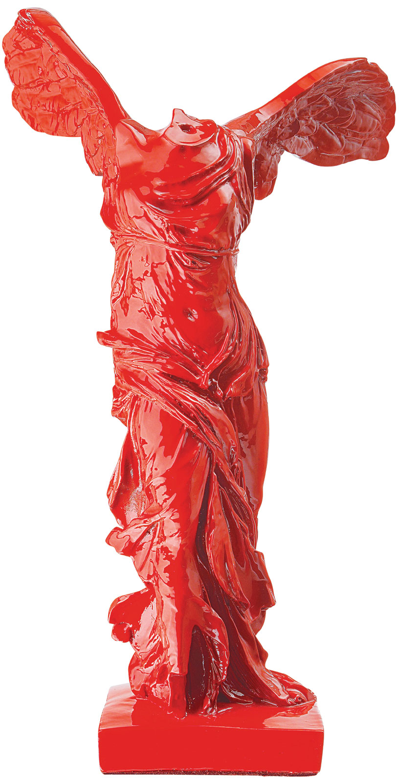 Skulptur 'Nike von Samothrake', Kunstguss rot