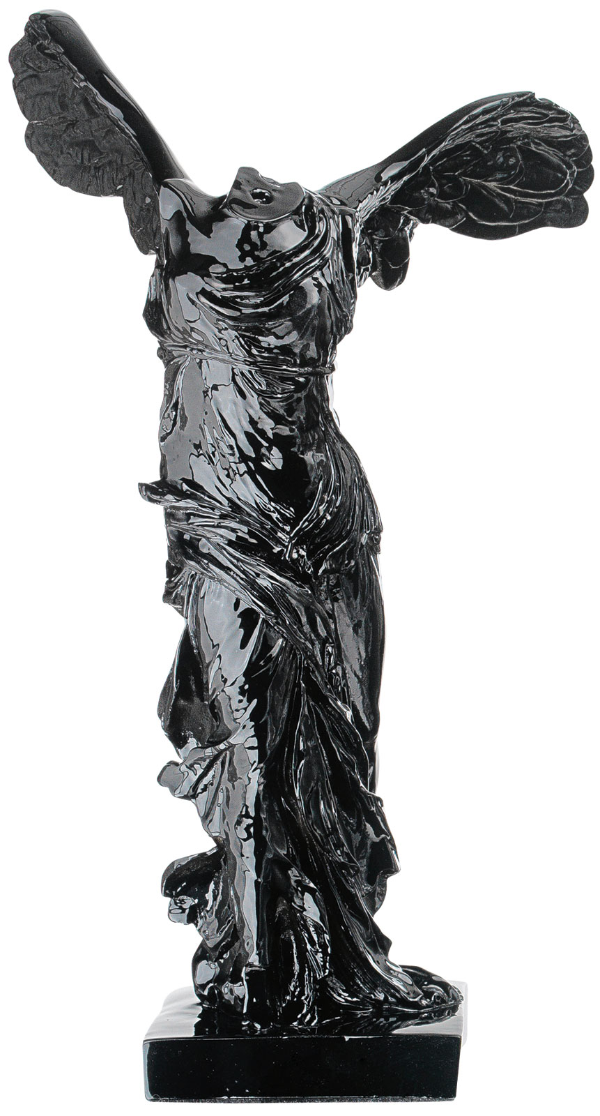 Skulptur 'Nike von Samothrake', Kunstguss schwarz