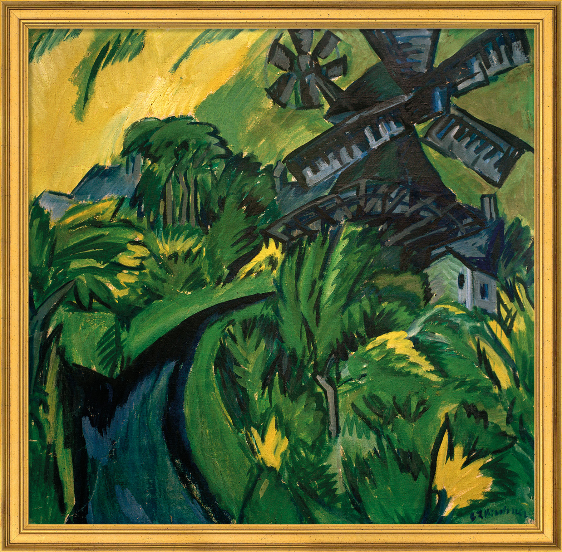 Ernst Ludwig Kirchner: Bild 'Windmühle auf Fehmarn' (1913), gerahmt