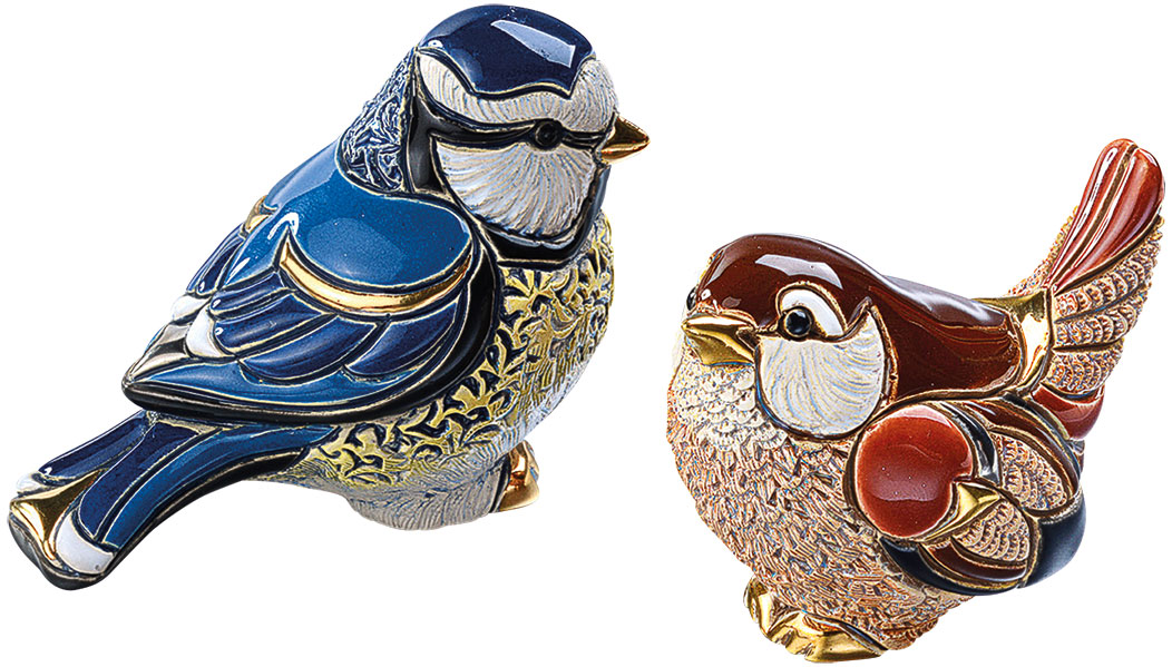 2 Keramikfiguren 'Vogelpaar' im Set