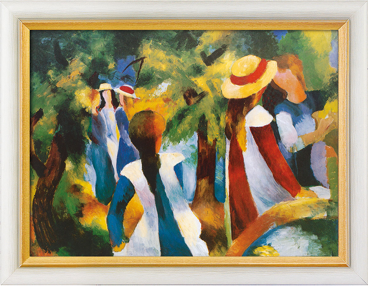 August Macke: Bild 'Mädchen unter Bäumen' (1914), gerahmt