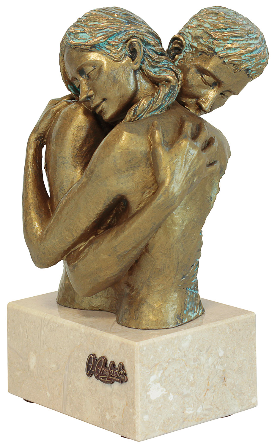 Angeles Anglada: Skulptur 'Idyll', Kunstguss Steinoptik
